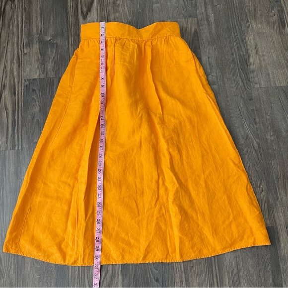 Ann Taylor Orange Linen A-Line Linen Blend Knee Length Skirt with Pockets - Picture 15 of 15